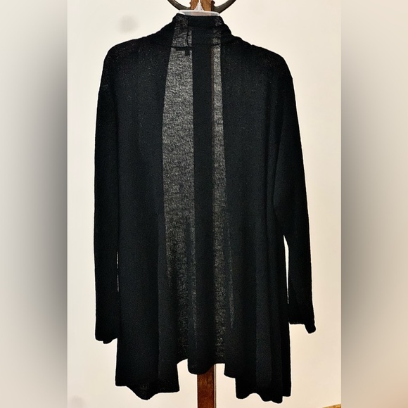 Women's XL Black Wool Crepe Eileen Fisher Open Front Cardigan - Picture 6 of 11